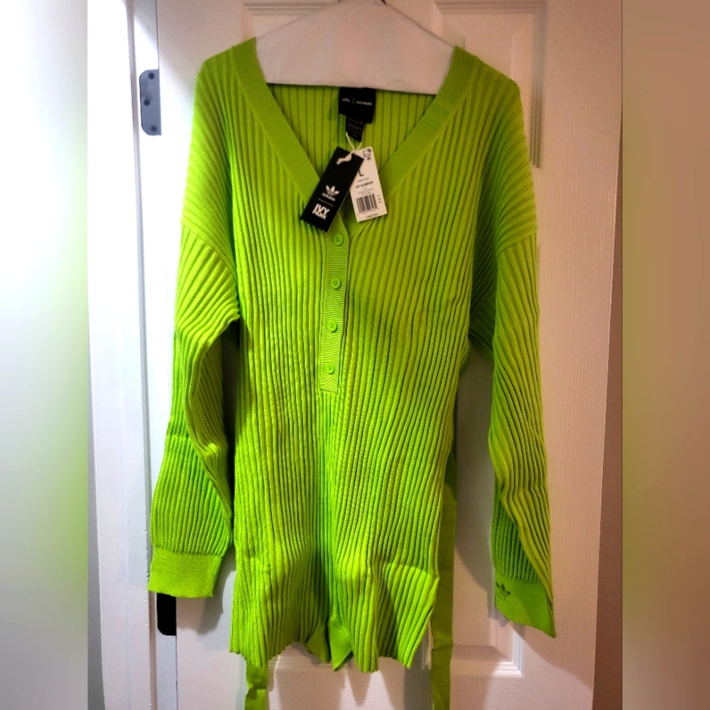 Adidas Women's Ivy Park Halls of Ivy Solar lime Knit Rib Romper Size L